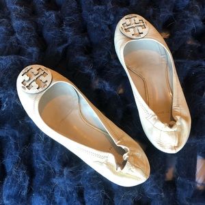 White Patent Tory Burch Reva Flats 7.5